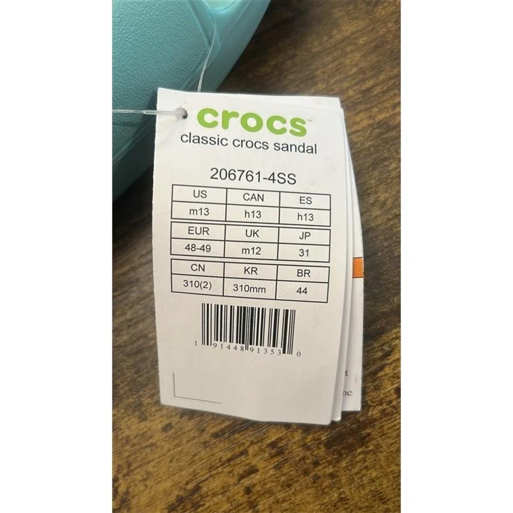 Crocs Classic Sandal Light Blue Mens 13 Two Strap Slide 206761-4SS New